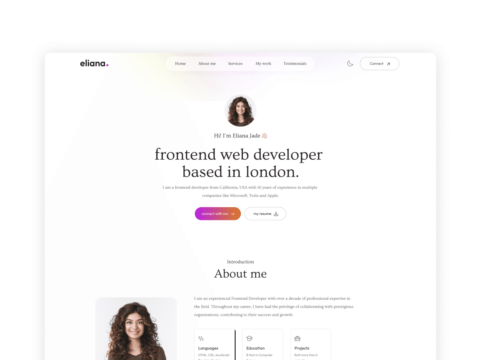 Eliana - Next.js Portfolio Website Template Screenshot 1